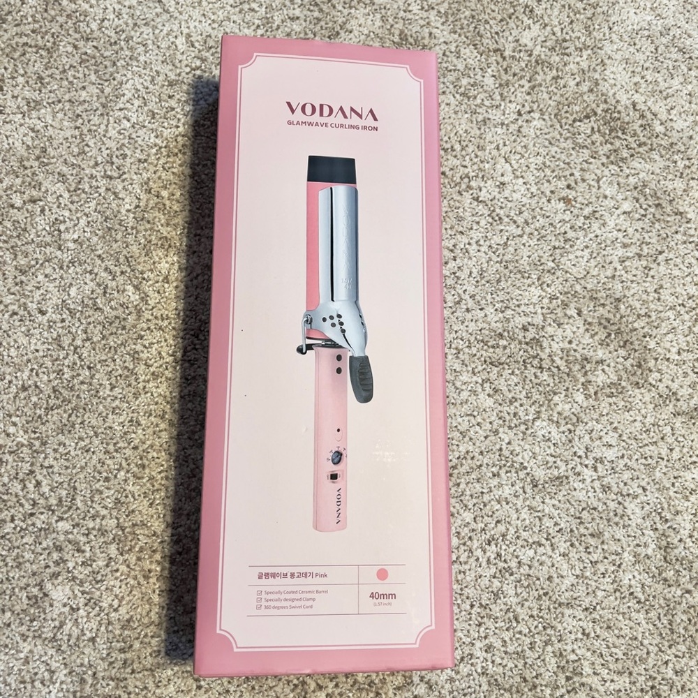 Vodana GlamWave Hair Curling Iron 40mm in pink